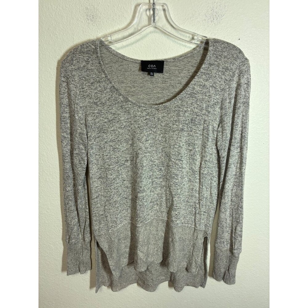 Anthropologie Knit Sweater Y2k Winter Boho Round Neck Long Sleeve Gray Size Xs